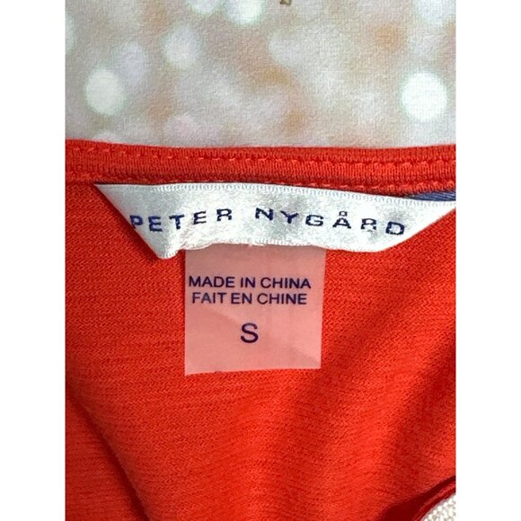 Peter Nygard Womens Small Embroidered Tunic Top Orange V-Neck 3/4 sleeve - Picture 3 of 8